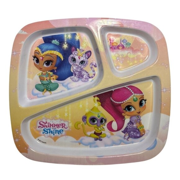Shimmer & Shine Kids Divided Plate By Zak! 2017 BPA-Free Plastic 8" X 9" - Picture 1 of 7